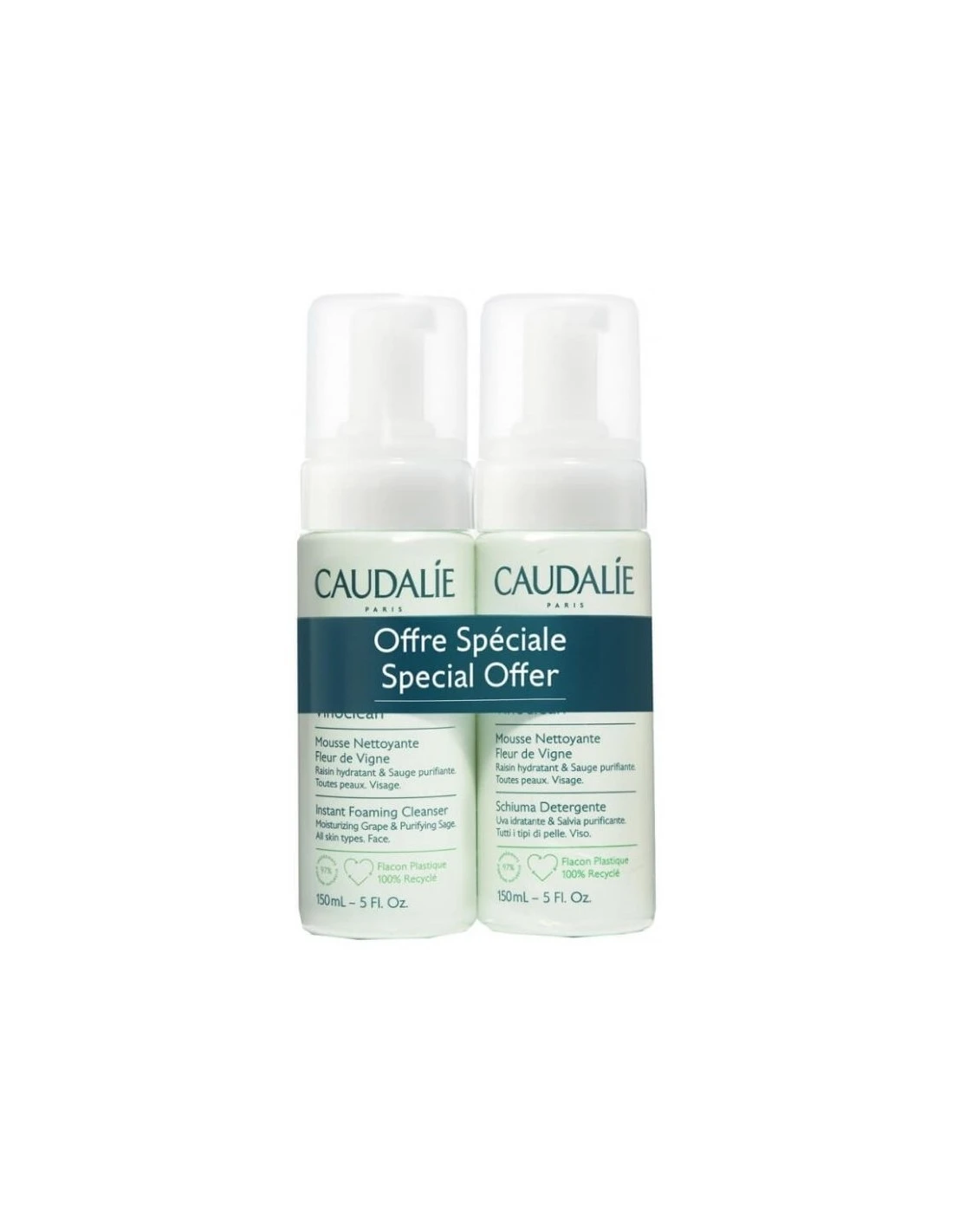 CAUDALIE DUO VINOCLEAN ESPUMA LIMPIADORA 2X150ML 3 CAUDALIE DUO VINOCLEAN ESPUMA LIMPIADORA 2X150ML