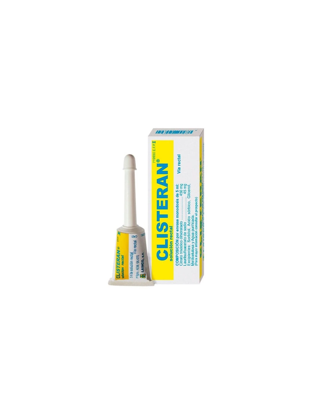 CLISTERAN 450 Mg/ml + 45 Mg/ml SOLUCION RECTAL 1 ENEMA 5 Ml 3 CLISTERAN 450 Mg/ml + 45 Mg/ml SOLUCION RECTAL 1 ENEMA 5 Ml