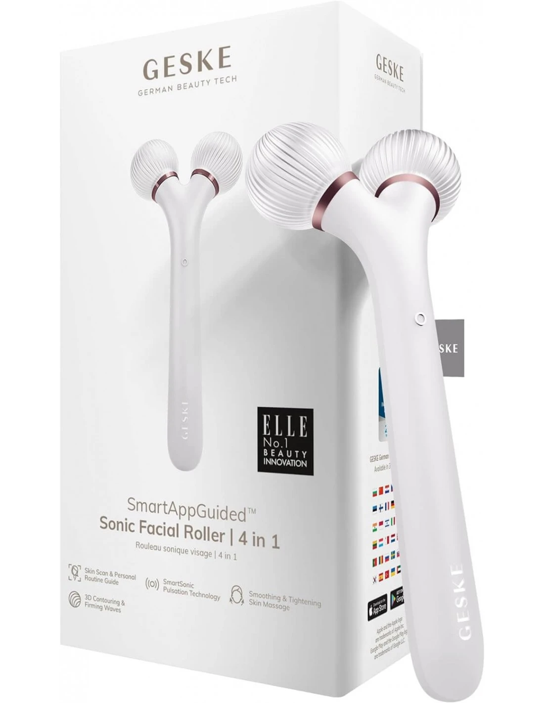 GESKE SONIC FACIAL ROLLER 4 EN 1 BLANCO ROSADO 3 GESKE SONIC FACIAL ROLLER 4 EN 1 BLANCO ROSADO