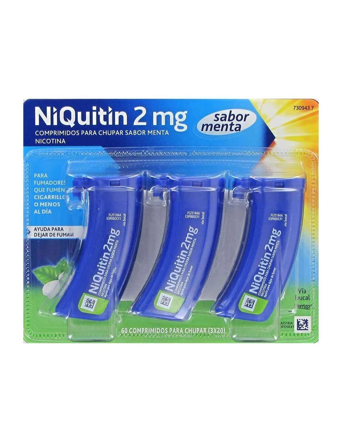 NIQUITIN 2 MG 60 COMPRIMIDOS PARA CHUPAR (SABOR MENTA) 3 NIQUITIN 2 MG 60 COMPRIMIDOS PARA CHUPAR (SABOR MENTA)