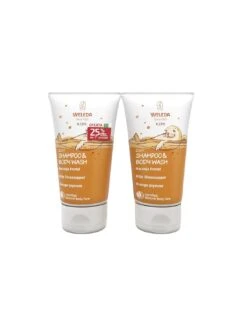 WELEDA DUPLO 2 EN 1 CHAMPU Y GEL DE BAÑO NARANJA 2X150ML